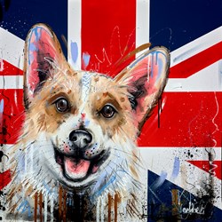 Hey Corg-eous by Samantha Ellis - Original Painting on Box Canvas sized 24x24 inches. Available from Whitewall Galleries